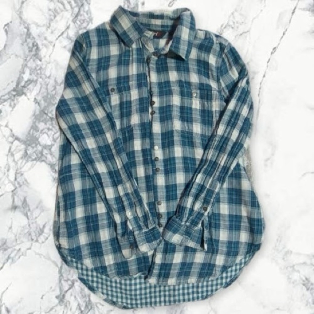 Plaid Blue, sm button up shirt